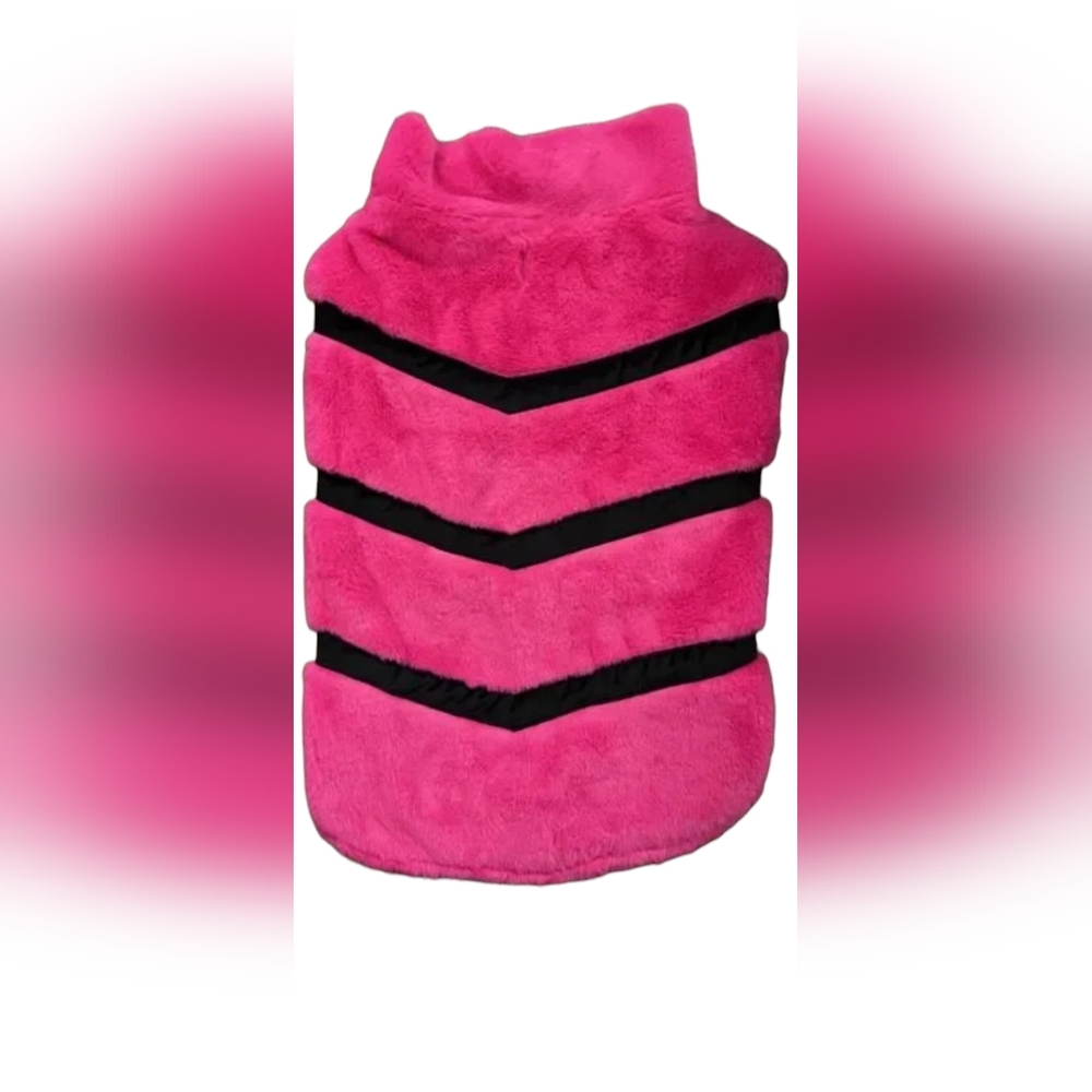 Berkshire - NEW Size Large Vibrant Pink & Black Faux Fur Pet Coat